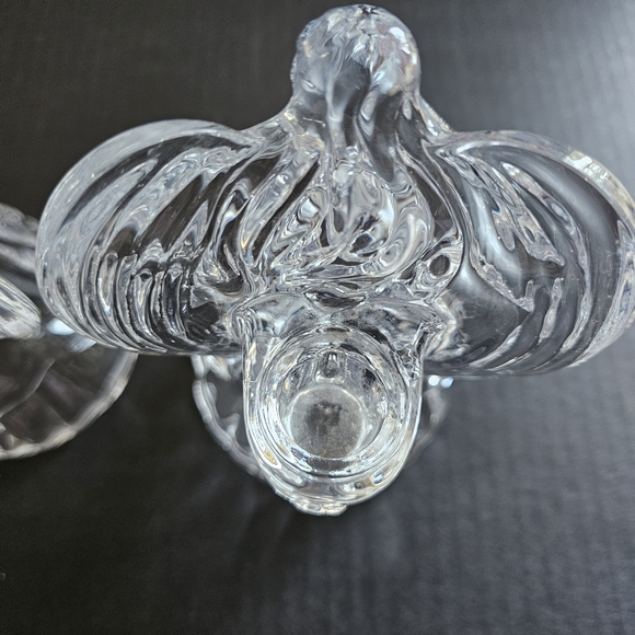 Vintage Angel candle holder pair clear glass taper heavy holiday Decor - Picture 5 of 11